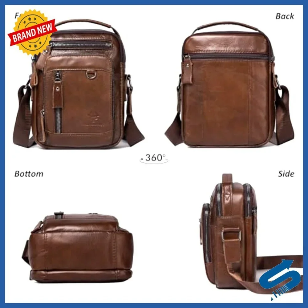 Genuine Leather Messenger Bag Crossbody Shoulder Satchel Work Travel